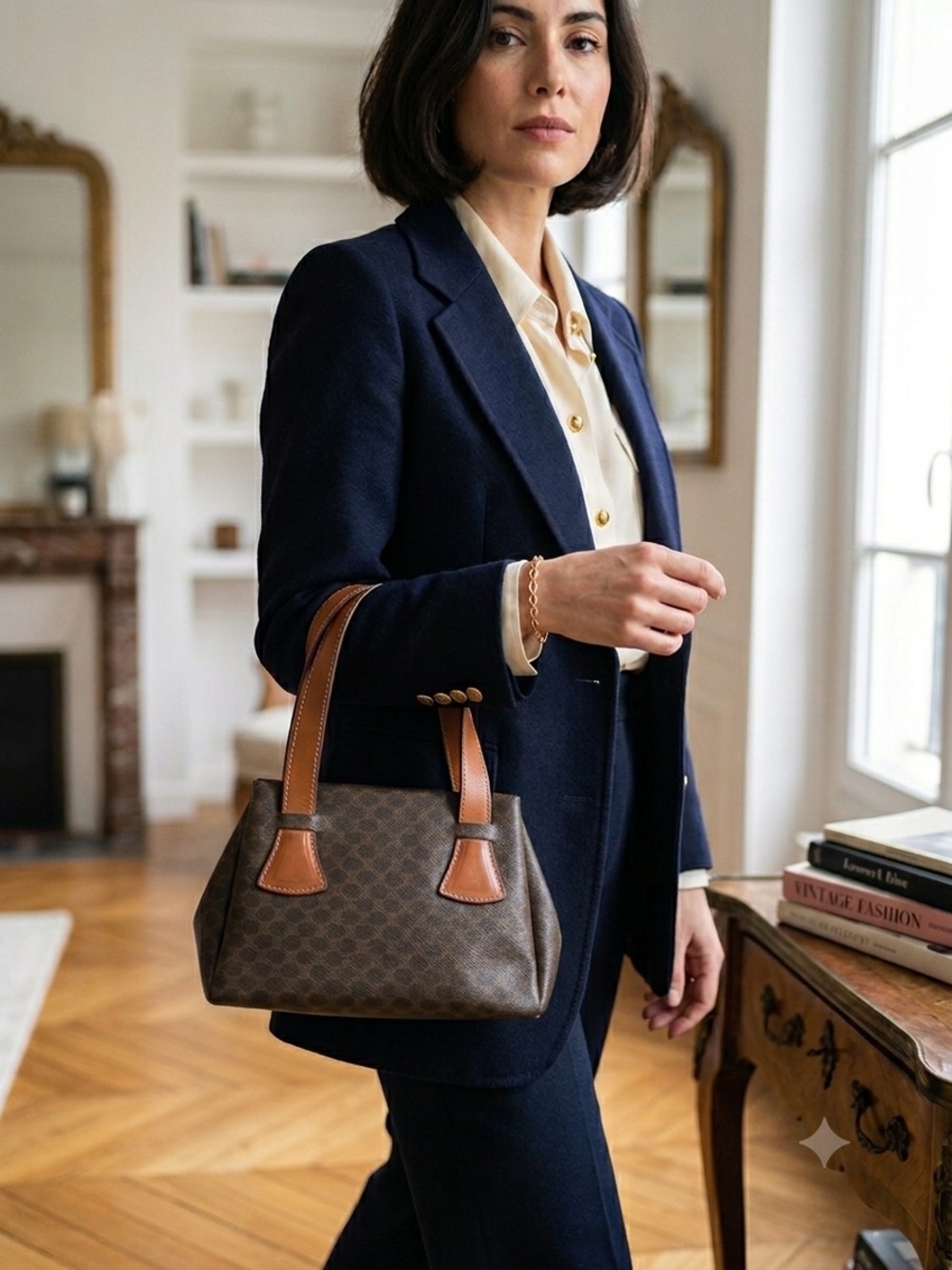 Celine Macadam Top Handle Small Tote Leather Straps COA